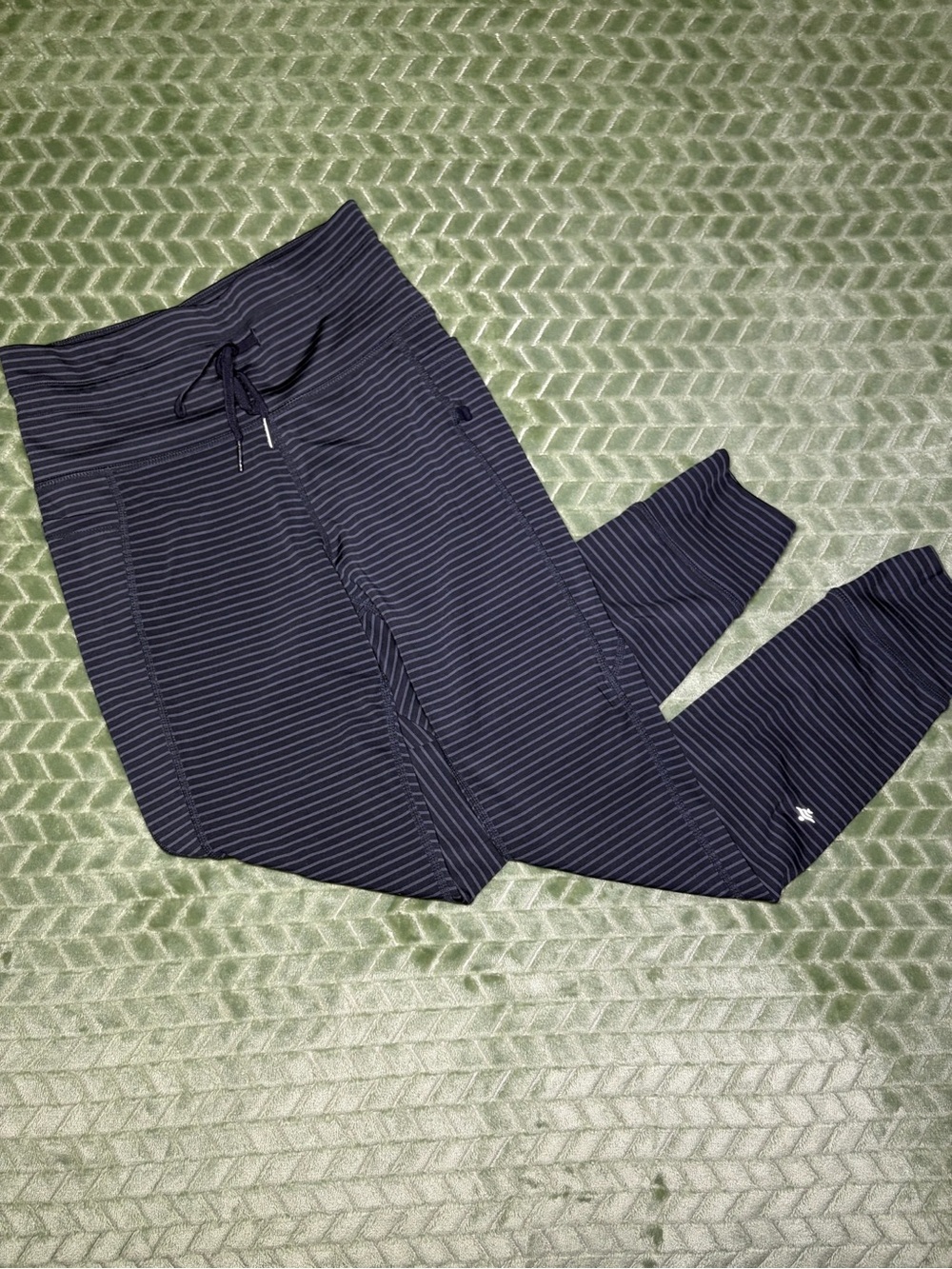 HALARA Navy Pinstripe Straight Leg Joggers